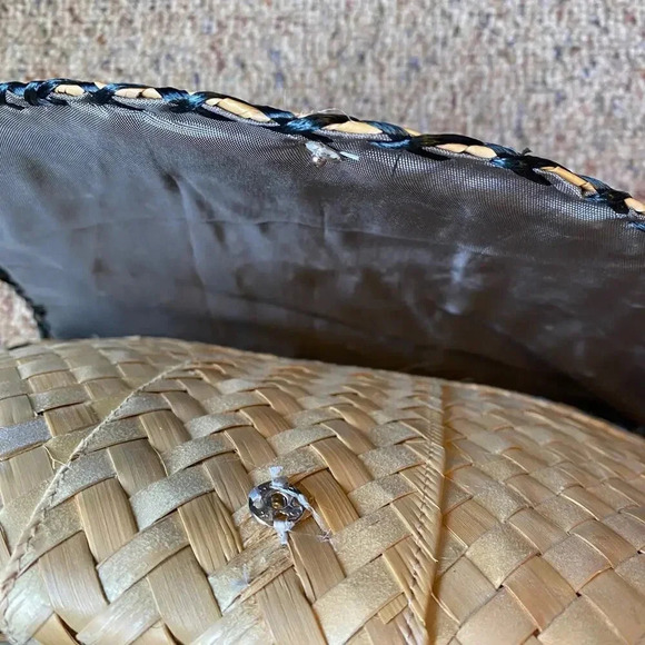 Vintage Unique Handmade Organic Palm Leaf Floral 3D Embroidery Bag/Wallet - Picture 4 of 5